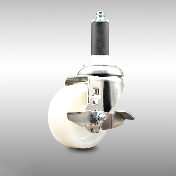 3 Inch 316SS Nylon Wheel Swivel 1 Inch Expanding Stem Caster with Brake SCC